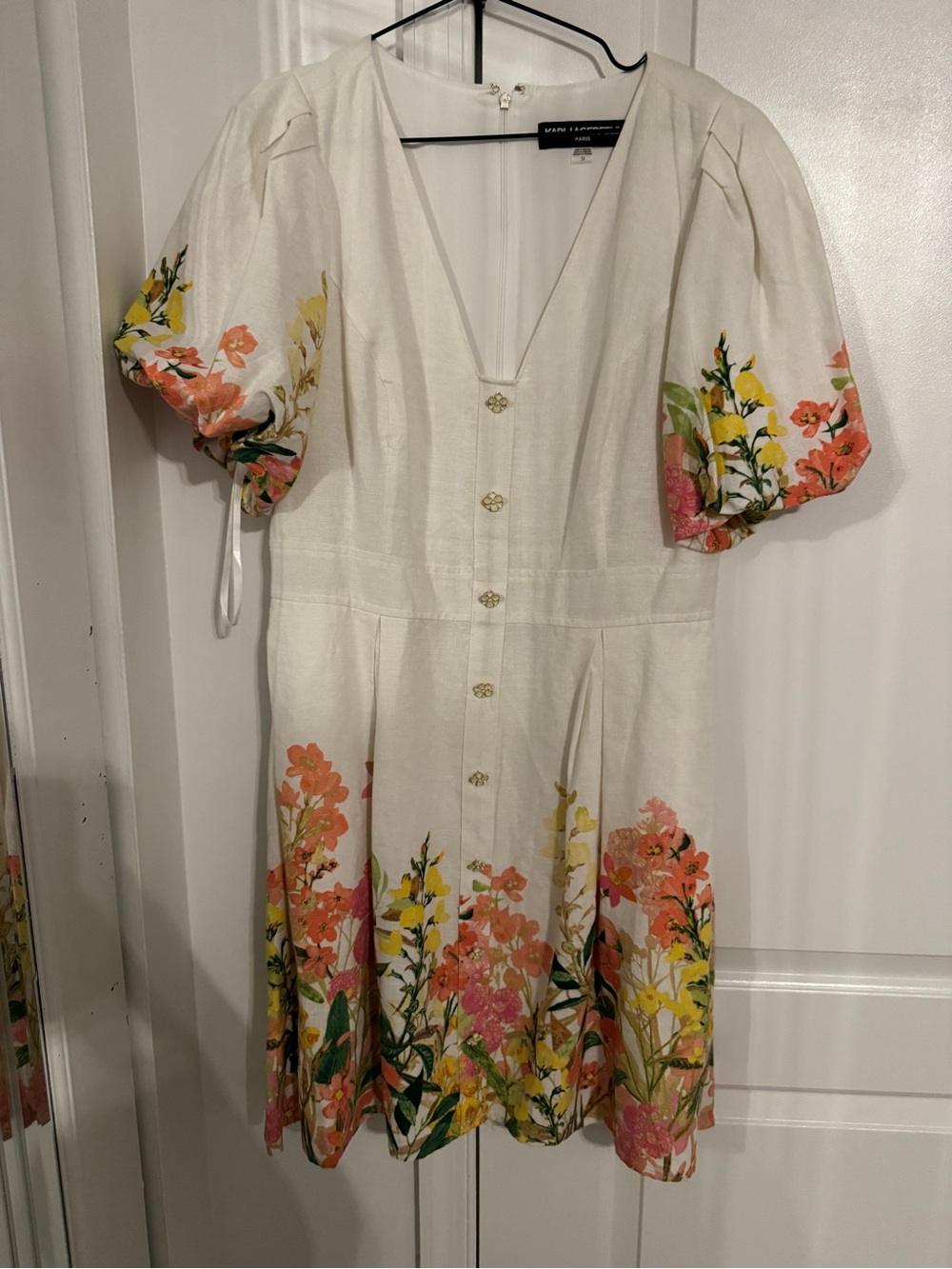 Karl Lagerfeld Ivory Mini Dress with Pink and Yellow Floral Print